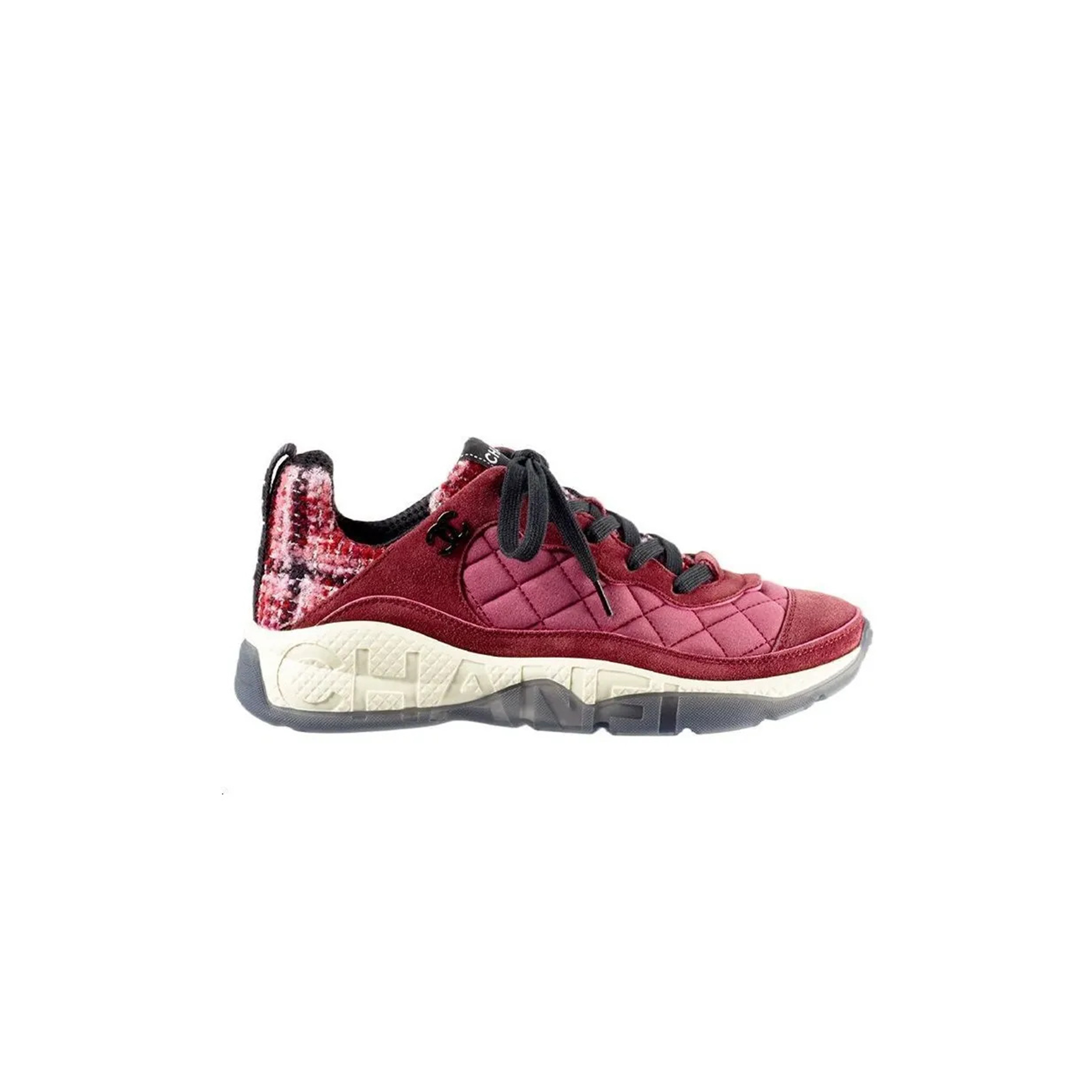 CHANEL SNEAKERS FABRIC, TWEED & SUEDE CALFSKIN LIGHT BURGUNDY, PINK & BLACK G39234 Y55990 K47 CHANEL SNEAKERS FABRIC, TWEED & SUEDE CALFSKIN LIGHT BURGUNDY, PINK & BLACK G39234 Y55990 K47